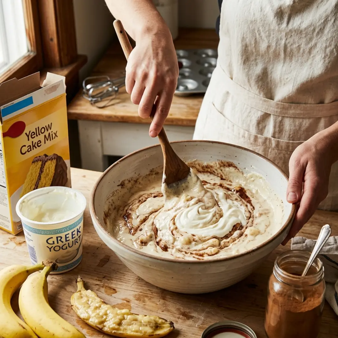 The Best Soft Vanilla Banana Cinnamon Greek Yogurt Donut Cake (Easy 30-Minute Healthy Recipe)
