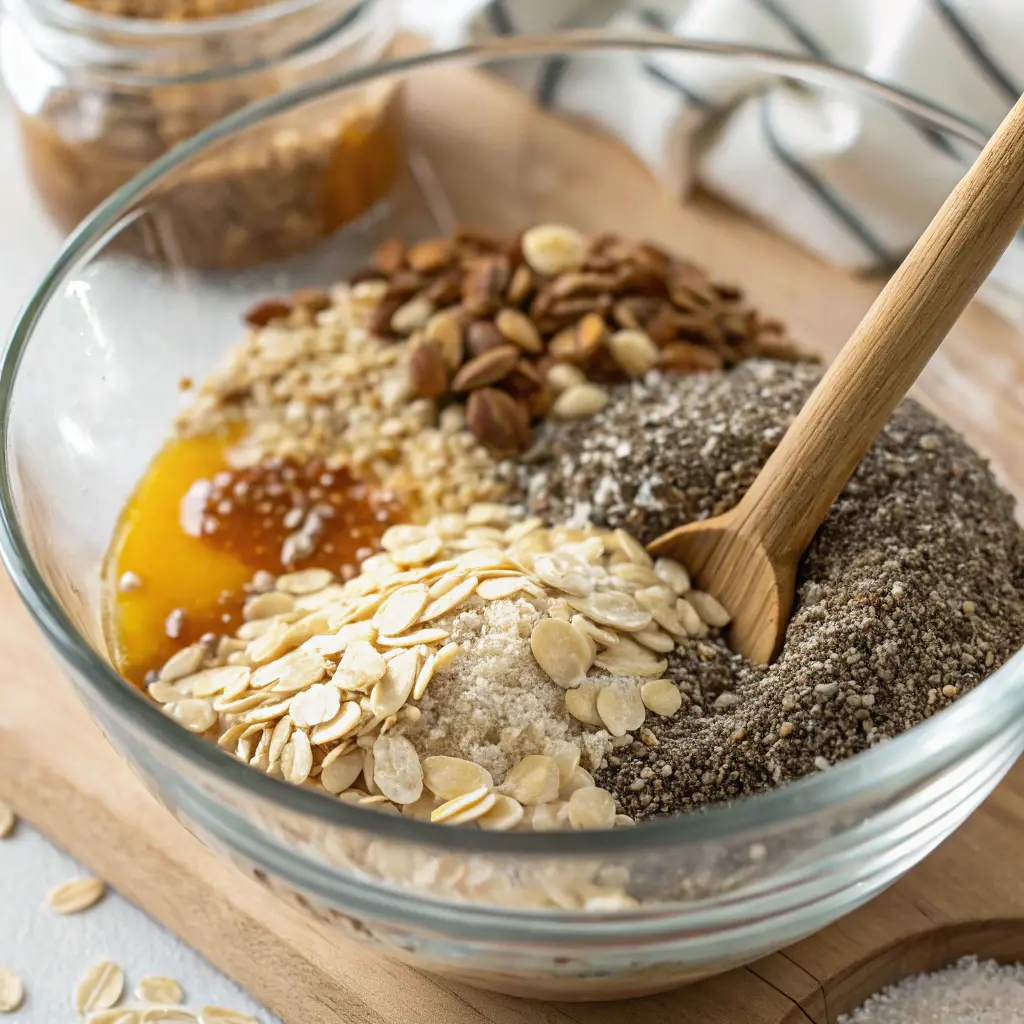 Flourless Oat, Chia & Flaxseed Bread – Triple Fiber, Crispy & Perfect for Breakfast