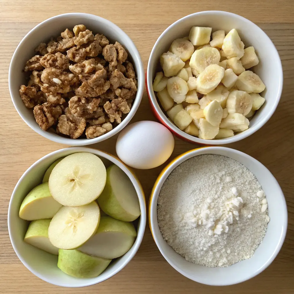 Homemade Walnut Apple & Banana Cake