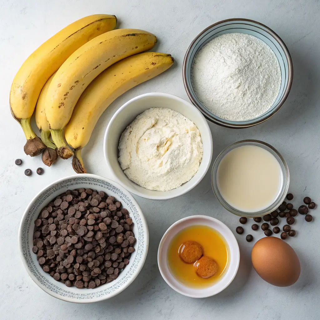 Soft Vanilla Greek Yogurt Chocolate Chip Banana Cake Baked in a Square Pan