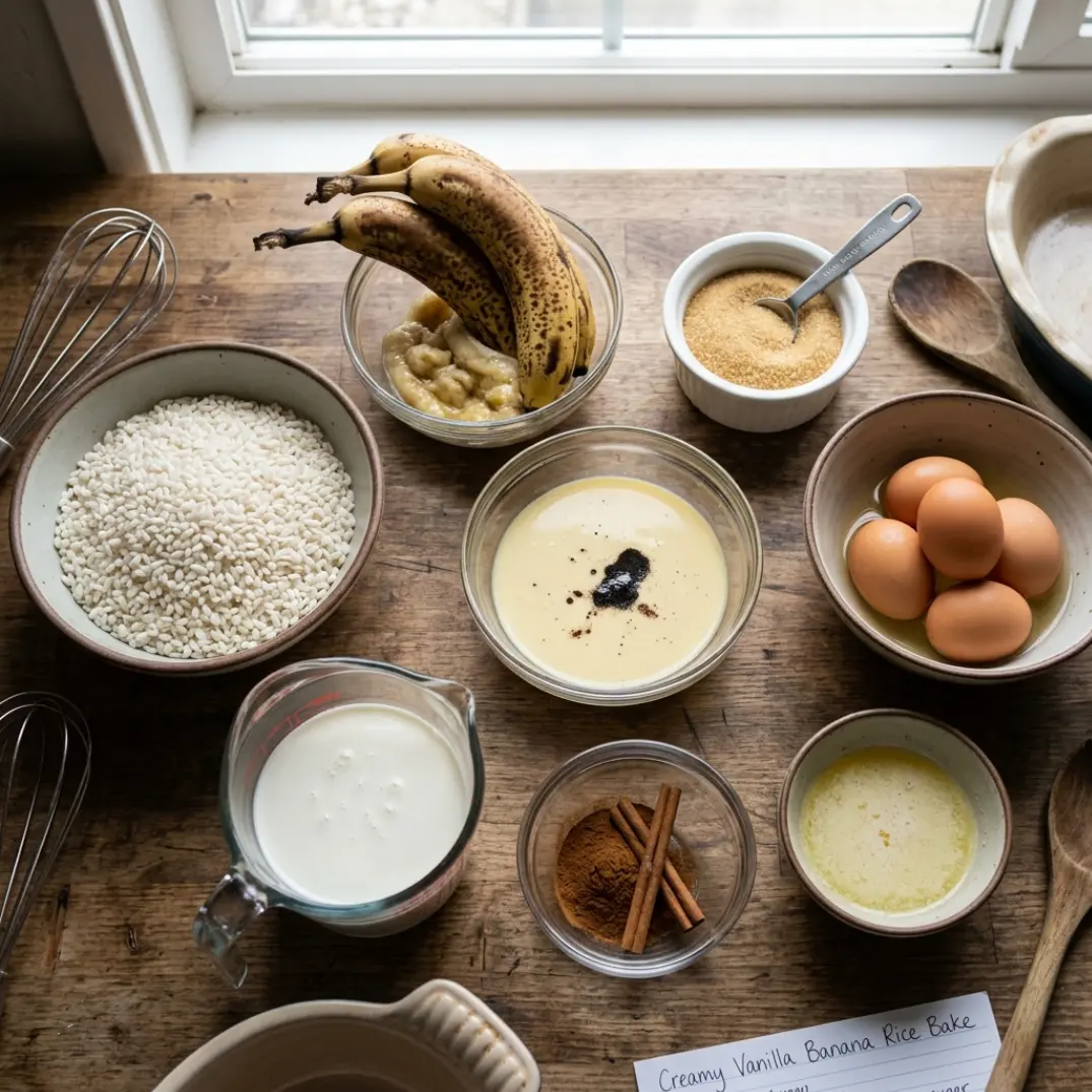 Creamy Vanilla Banana Rice Bake