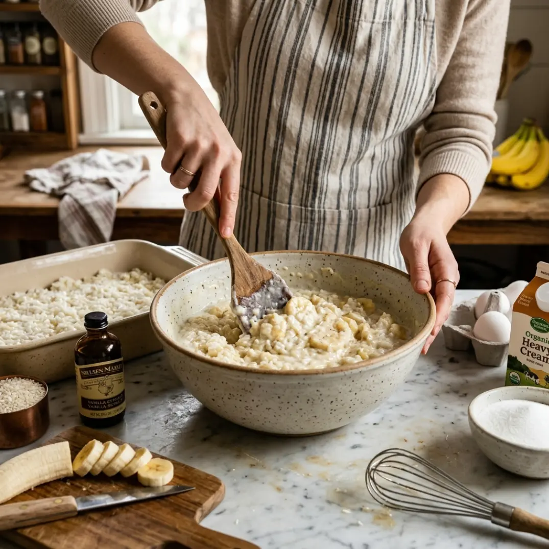 Creamy Vanilla Banana Rice Bake