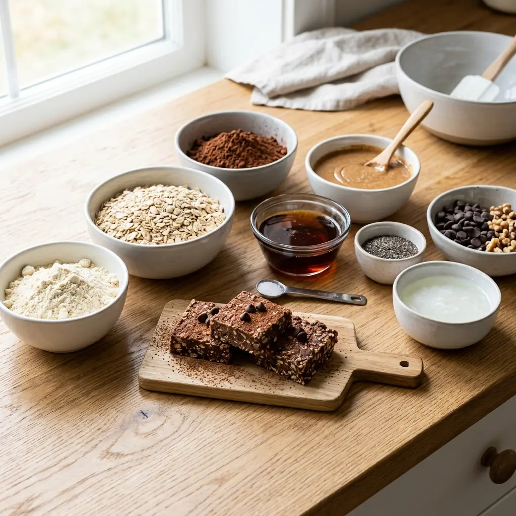 No Bake Protein Brownie Bars