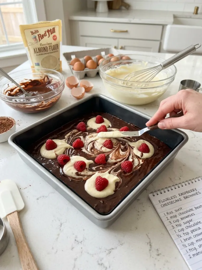 Flourless Raspberry Cheesecake Brownies Recipe