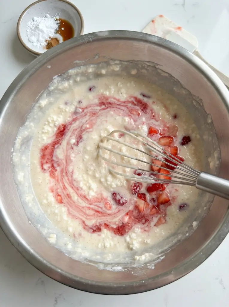 Strawberry Vanilla Cottage Cheese Pancake Bites Recipe
