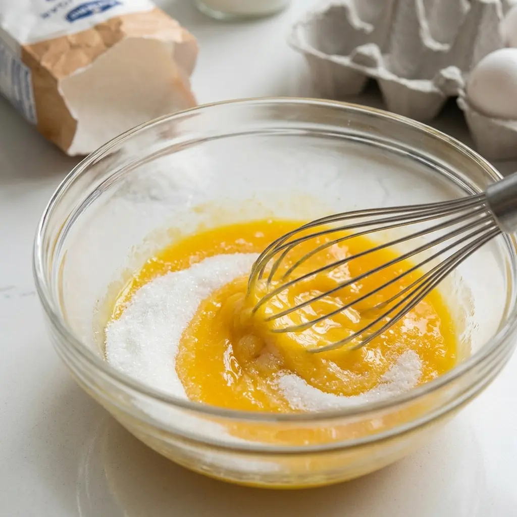 Classic Italian Tiramisu 8 Whisking egg yolks and sugar together for the tiramisu mascarpone cream
