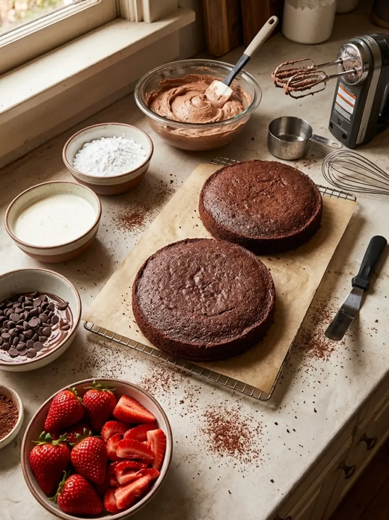 Two-Layer Chocolate Cake with Creamy Frosting Recipe 4 Two-Layer Chocolate Cake with Creamy Frosting Recipe