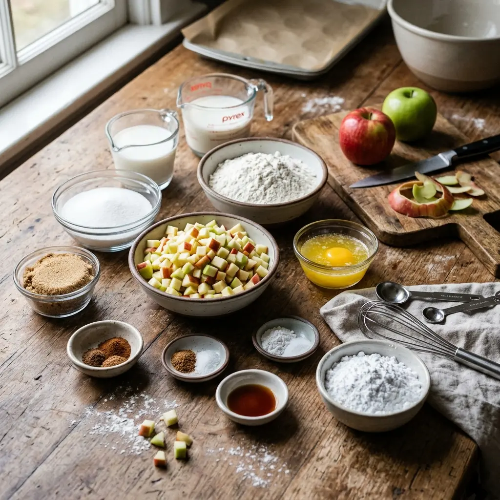 Ingredients for baked apple fritter bites