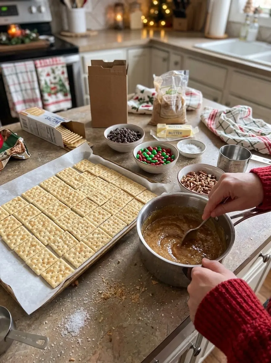 Christmas Crack 5 Making the toffee layer for Christmas crack