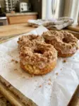 Baked apple crumb donuts with brown sugar crumb topping