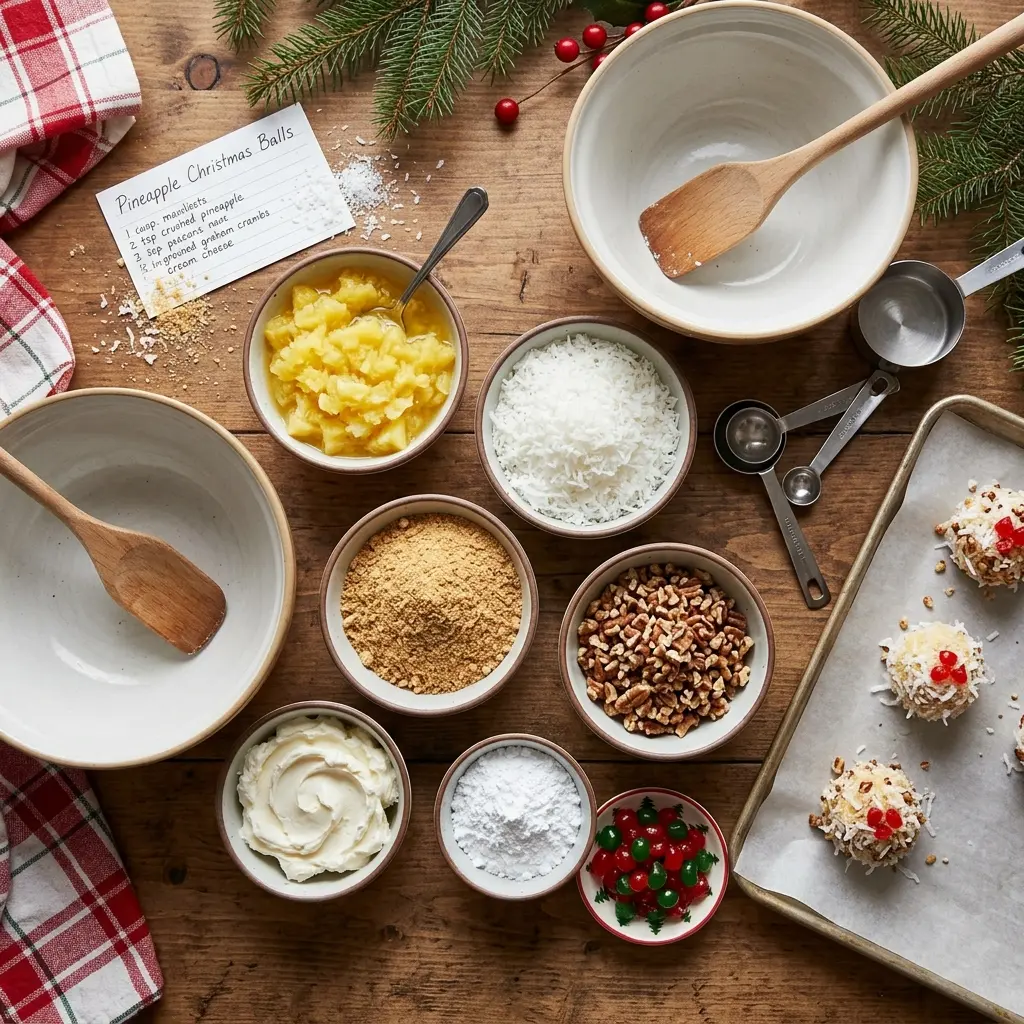 Ingredients for pineapple Christmas balls