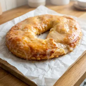 Wisconsin apple kringle with powdered sugar glaze